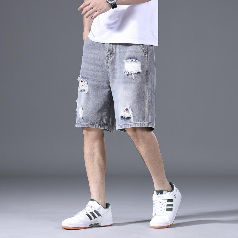 

Повседневные Ретро Рваные Джинсовые Шорты Мужские Свободные Шорты Пятиточки Летние Тонкие Средние Шорты 38
