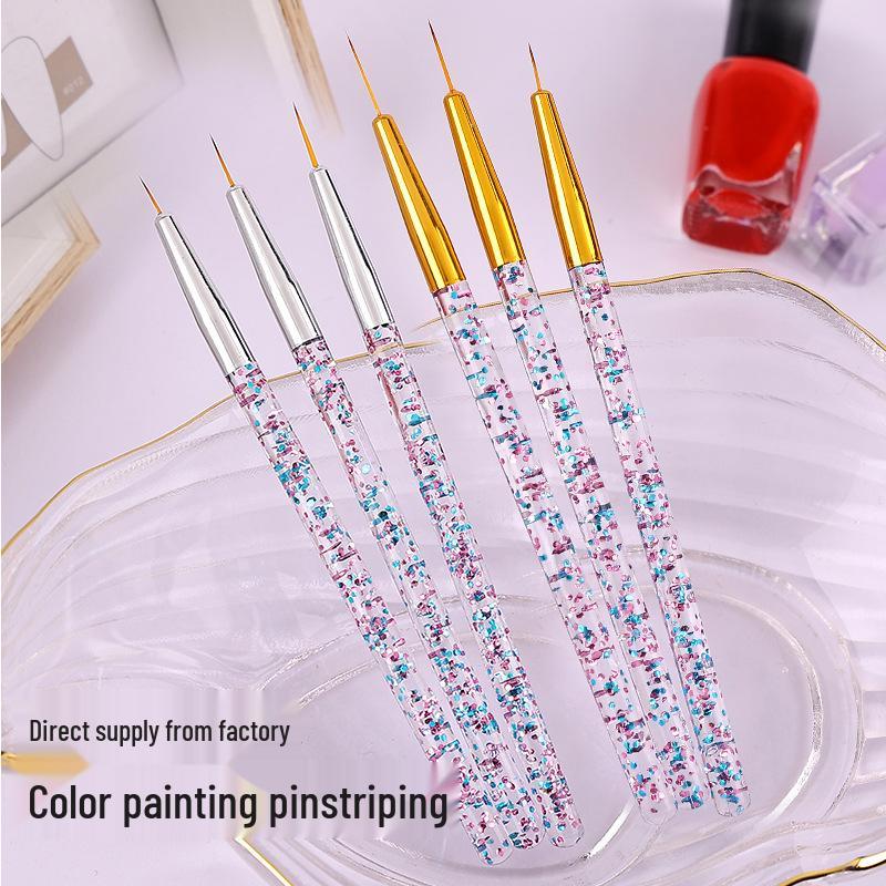 3-Piece Blue-Purple Quicksand Nail Art Drawing Pen Set with Aluminum Tubes