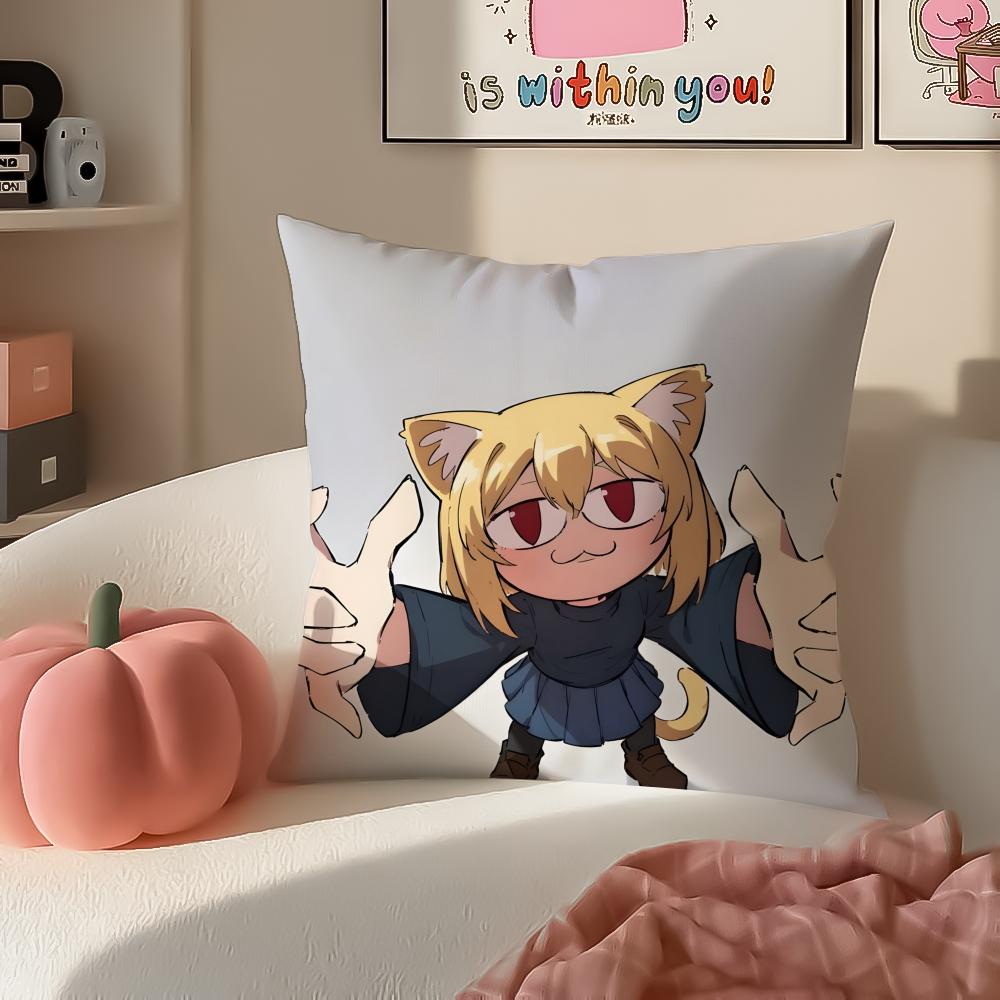 

Cute Japanese MemeCharacter TTsukihime Cushion Cover Pillowcase Short Plush Invisible zipper Room Sofa Cushion Cover 30X30cm