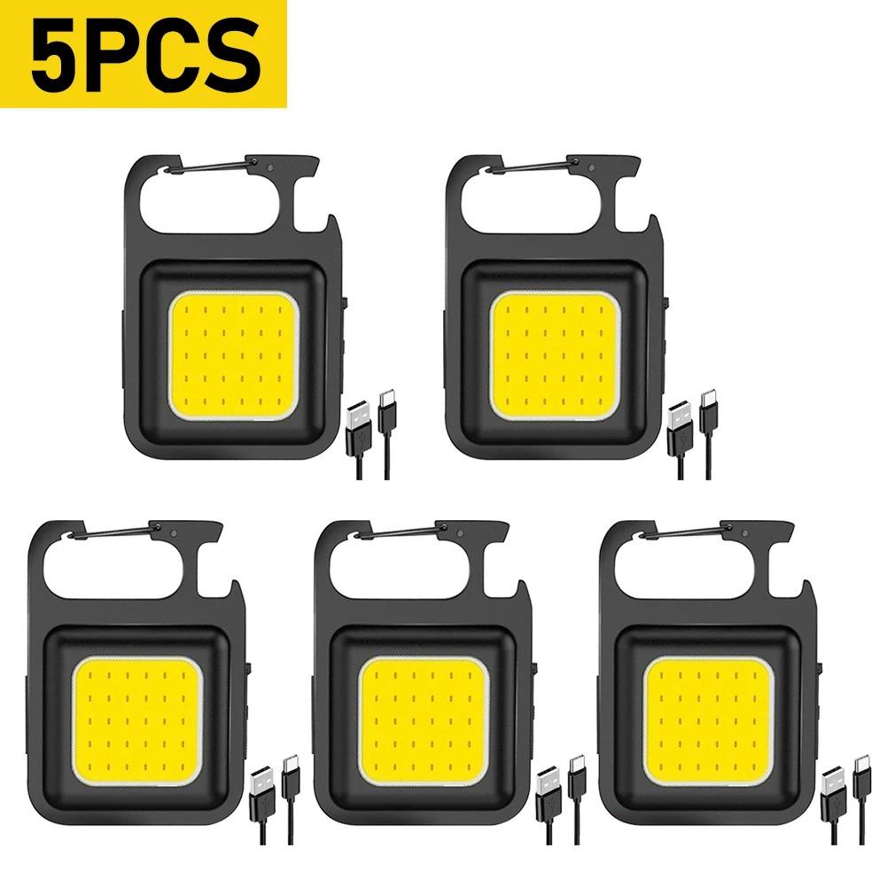 1-20PCS Mini LED 1800LM Flashlight Keychain Multifunctional Portable COB Camping Lamps USB Charging Work Lights Fishing Lanterna