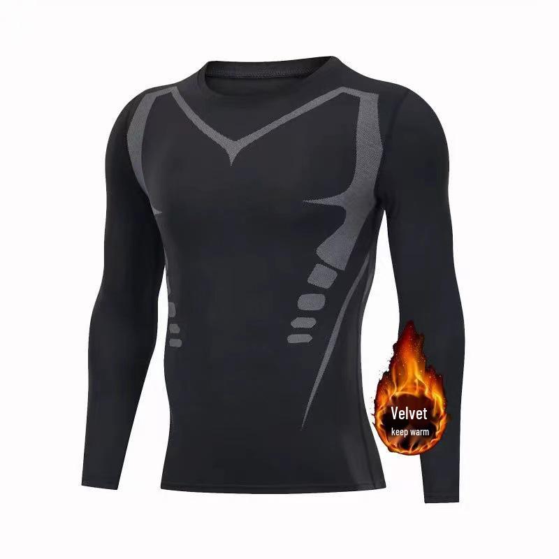 Men's Long-Sleeve Winter Fitness Suit with Quick-Dry Running Tights