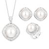 Jewelry Copper Bottom Gold-Plated Inlaid White Pearl Square Set Women 16-12Mm