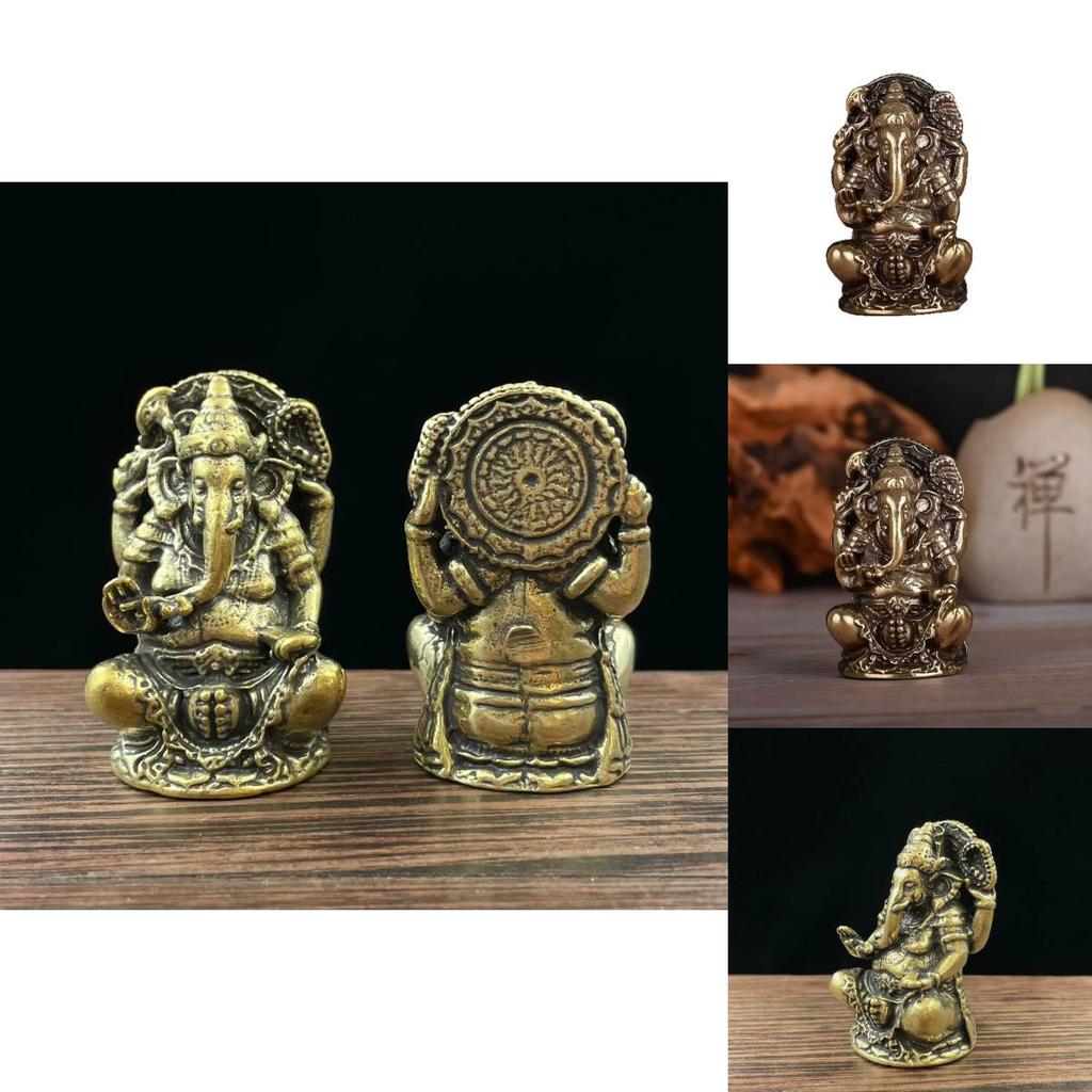 Lord Ganesa Elephant God Metal Desk Ornament For Worship And Cultural Display