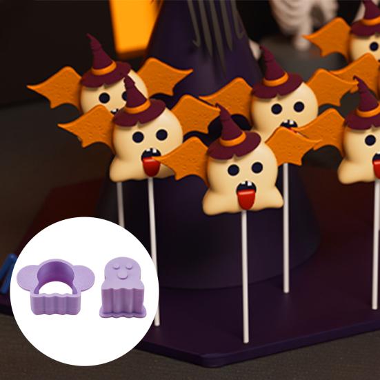 Halloween Cake Pop Mold Set Pumpkin & Ghost Shape Press for Baking Cookies Candy Food-Grade Baking Cake Pop Kit