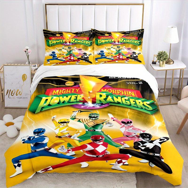 Juego de Ropa de Cama de 3 Piezas Mighty Morphin Power Rangers - 1 Funda de Edredón Suave + 2 Fundas de Almohada, Adecuado para Todas las Estaciones.F040