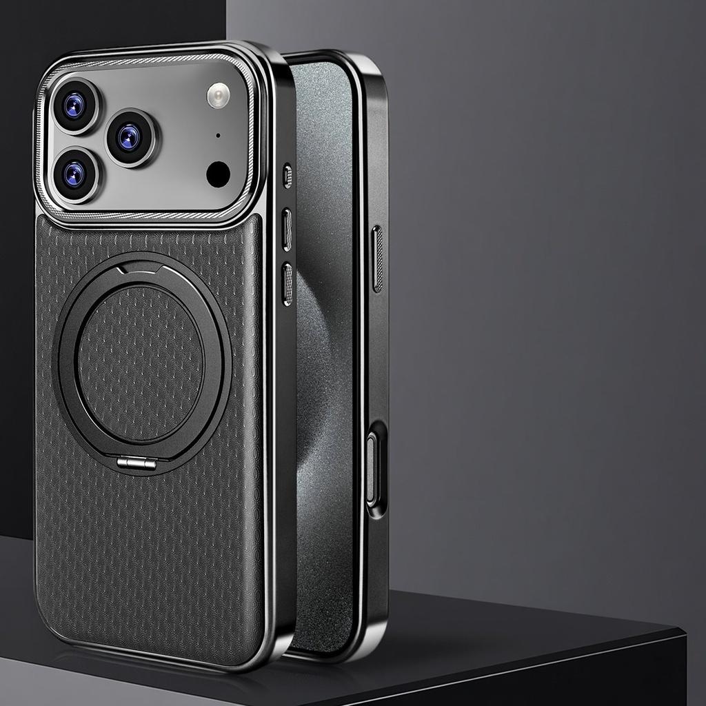 Premium Leather 360 Rotating Stand Case for iPhone 17 Air 16 15 14 Plus 13 Pro Max High-Quality Magnetic Closure Business Nobel