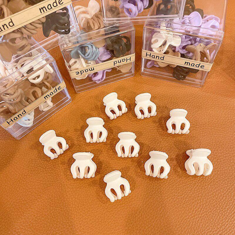 

матовые пластиковые мини-заколки для волос с когтями для маленьких девочек, милые маленькие заколки для волос, заколки, головные уборы, модные аксессуары beige 10pcs/Box