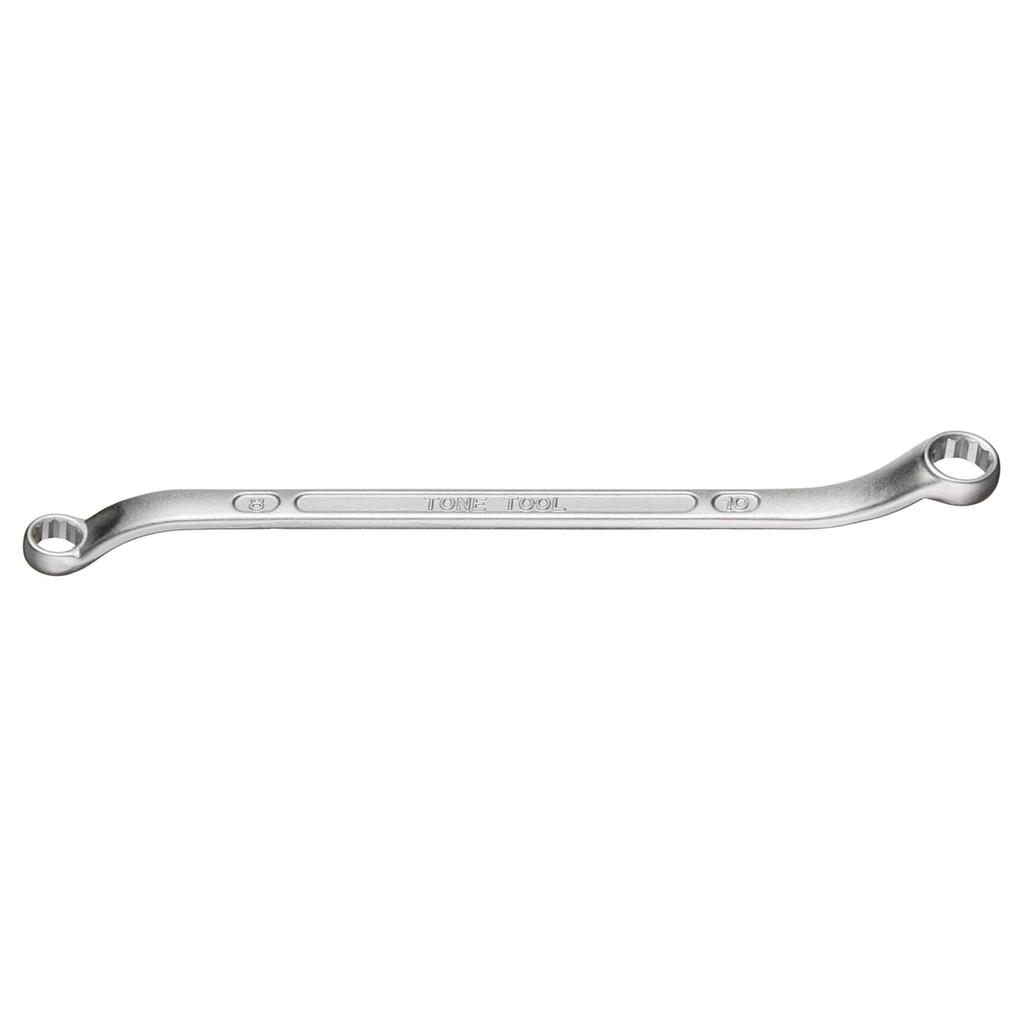 TONE Long Mechanic Open End Wrench x 8mm x 10mm Flats (45° 10°), M44-0810,