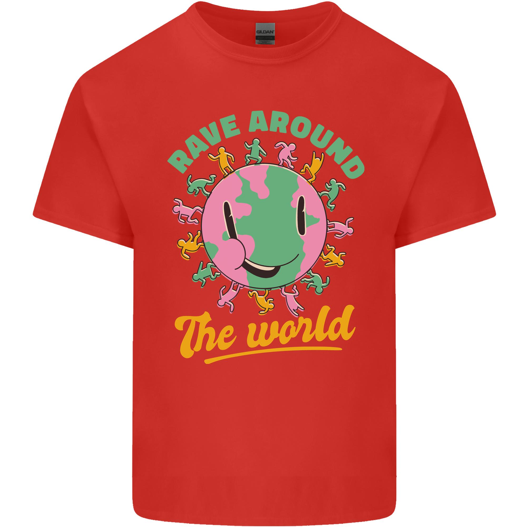Rave Around The World Dance Music Raver Acid Unisexs Light Cotton Tshirt S