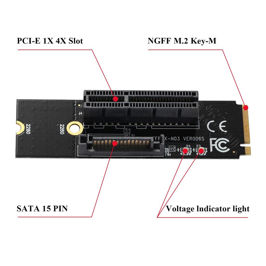 MZHOU 2-Pack M.2 Key Transfer PCI-E 1X4X Card To M.2 NGFF Adapter Card (2 Packs)