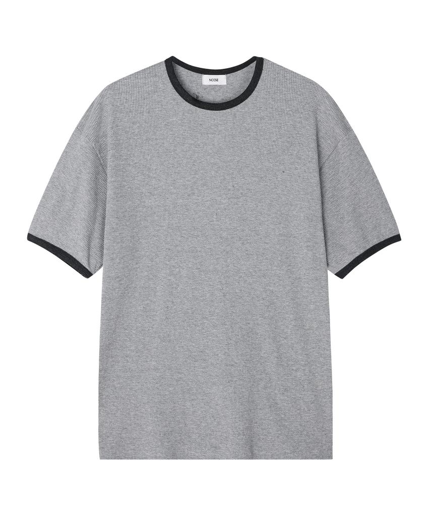 NOISE Waffle Ringer Short Sleeve T-Shirt - Melange Gray