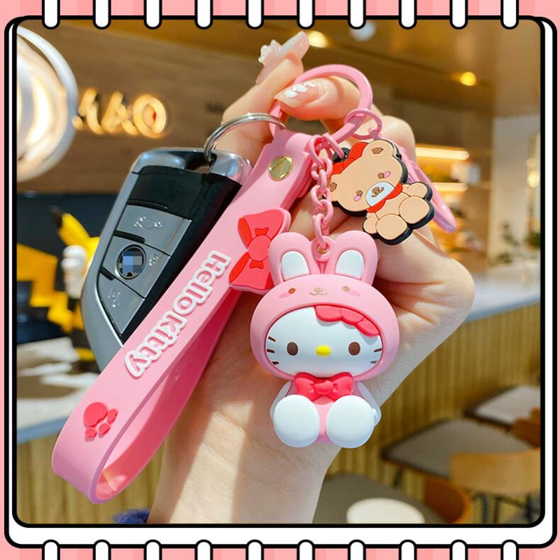 Sanrio Hello Kitty Figures Keychain Kawaii Melody Kuromi Doll Pendant Decoration Keyring Jewelry Girl&Kid Gifts Toys