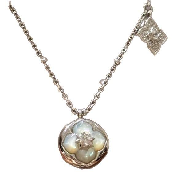 Retro Chinese Style Full Of Diamonds, White Fritillary Four-Leaf Flower Pendant, Necklace, Bracelet, Exquisite High-End Set