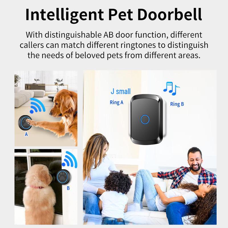 Wireless Waterproof Dog Training Doorbell with Touch Button, 60 Melodies, 5 Volume Levels, 1 Receiver + 2 Transmitters