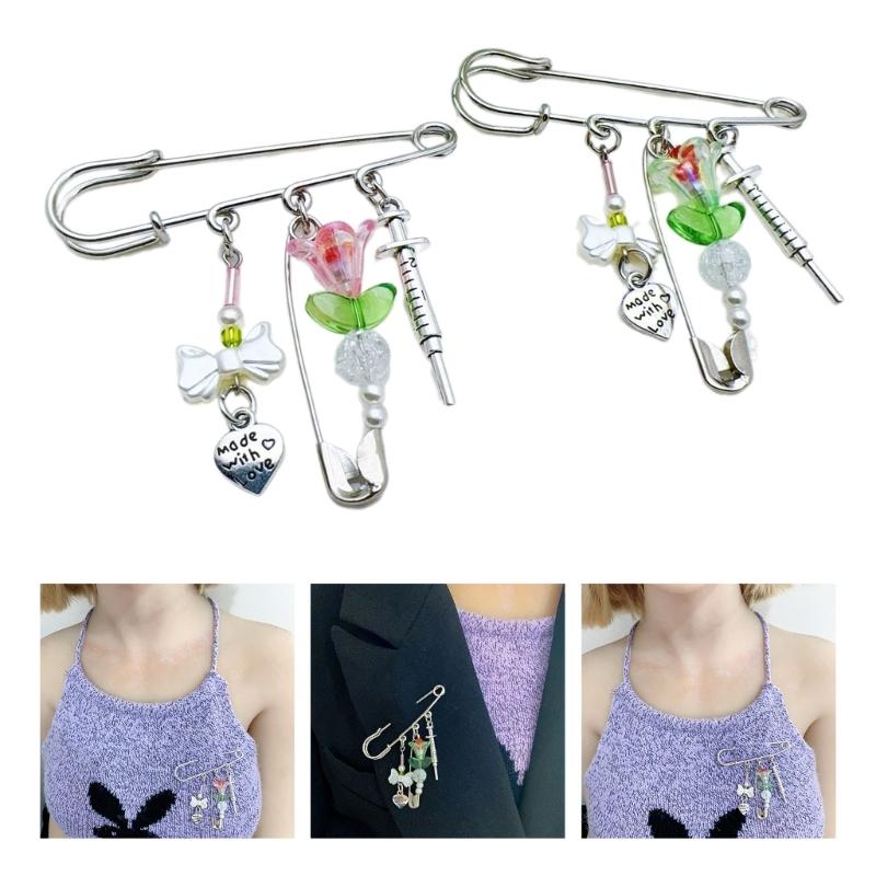 Fashion Bowknot Flower Brooch Cardigan Collar Brooch Clips Sweater Shawl Clips Waist Pants Extender Safety Pins