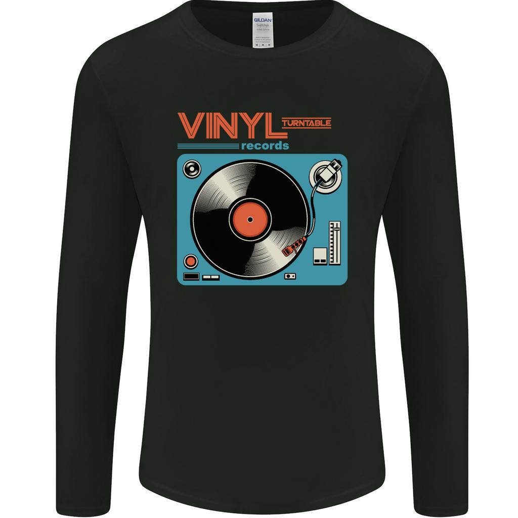 Retro Vinyl Records Turntable DJ Music s Long Sleeve T-Shirt,Men&Women Unisex Long Sleeve Pullovers T-Shirt