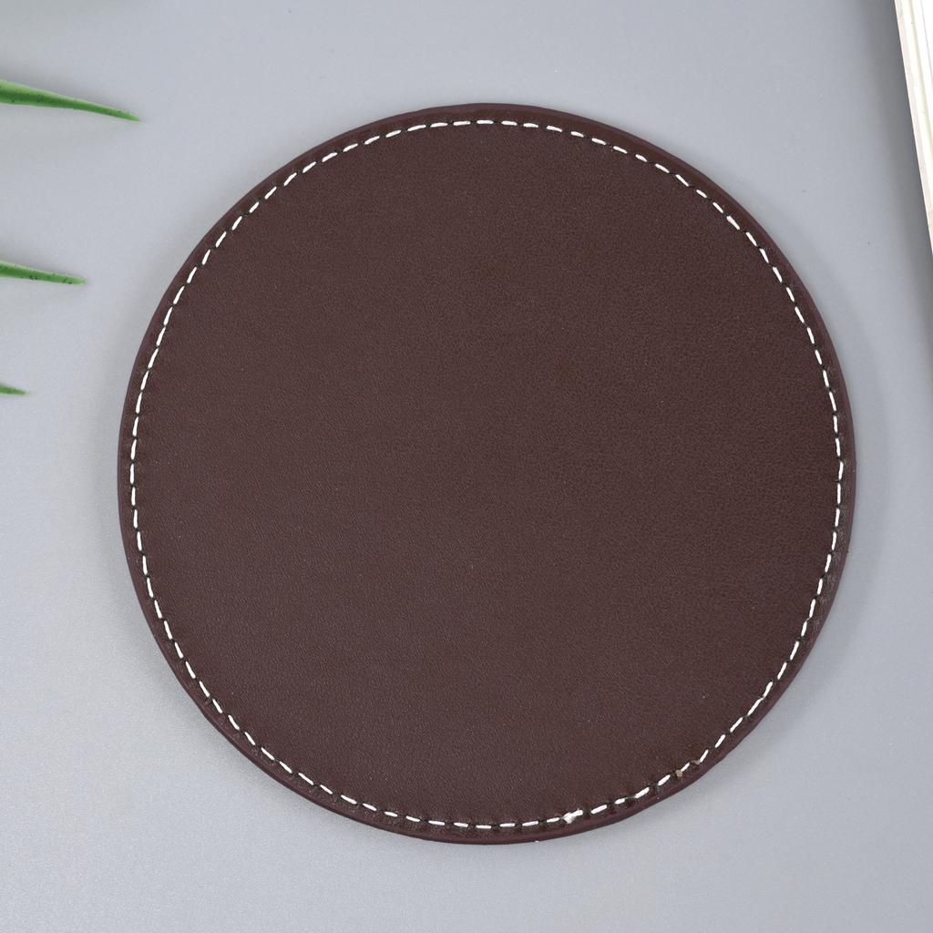 1pcs Waterproof Pu Leather Coaster Heat Resistant Round Cup Coaster Cup Mat Tableware Mat Bowl Placemat Home Tableware Decor
