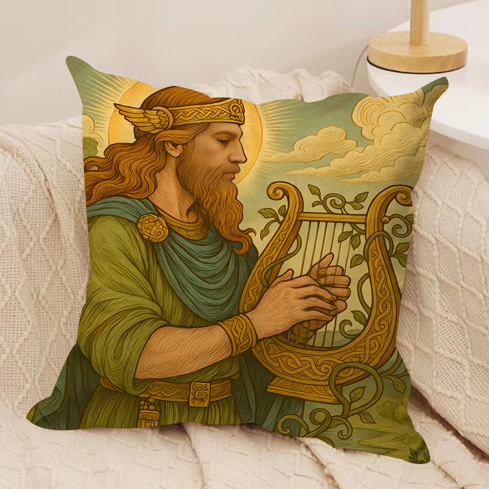 Retro Nordische Mythologie Kissenbezug Seidiger Kurzer Plüsch Unsichtbarer Reißverschluss Staubdicht Sofakissenbezug Für Heimdekoration