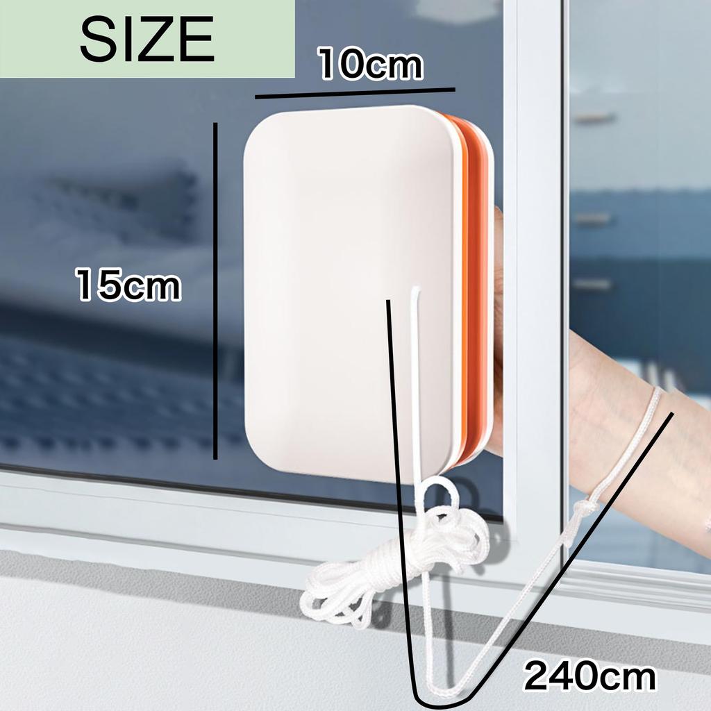 Asdays Window Cleaning Glass with Safety Fall White Regular Wiper, Double-Sided, Rope, Prevention, High-Rise, Magnetic, (For Glass)