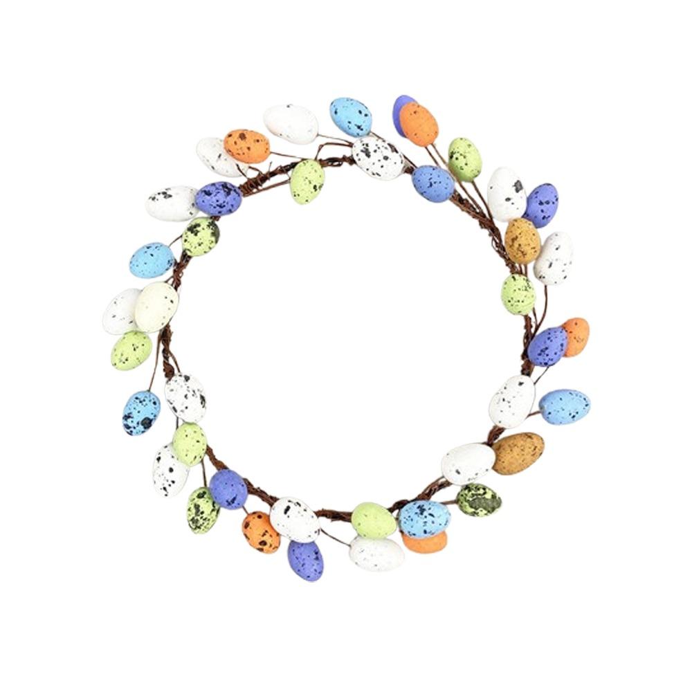 

Handmade Easter Egg Wreath Artificial Colorful Egg Garland Front Door Wreath Front Door 20cm/7.87in-Round
