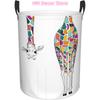 Colorful Giraffe Laundry Basket with Handle Waterproof Collapsible Cloth Hamper Round Storage Basket for Bathroom Bedroom Colleg