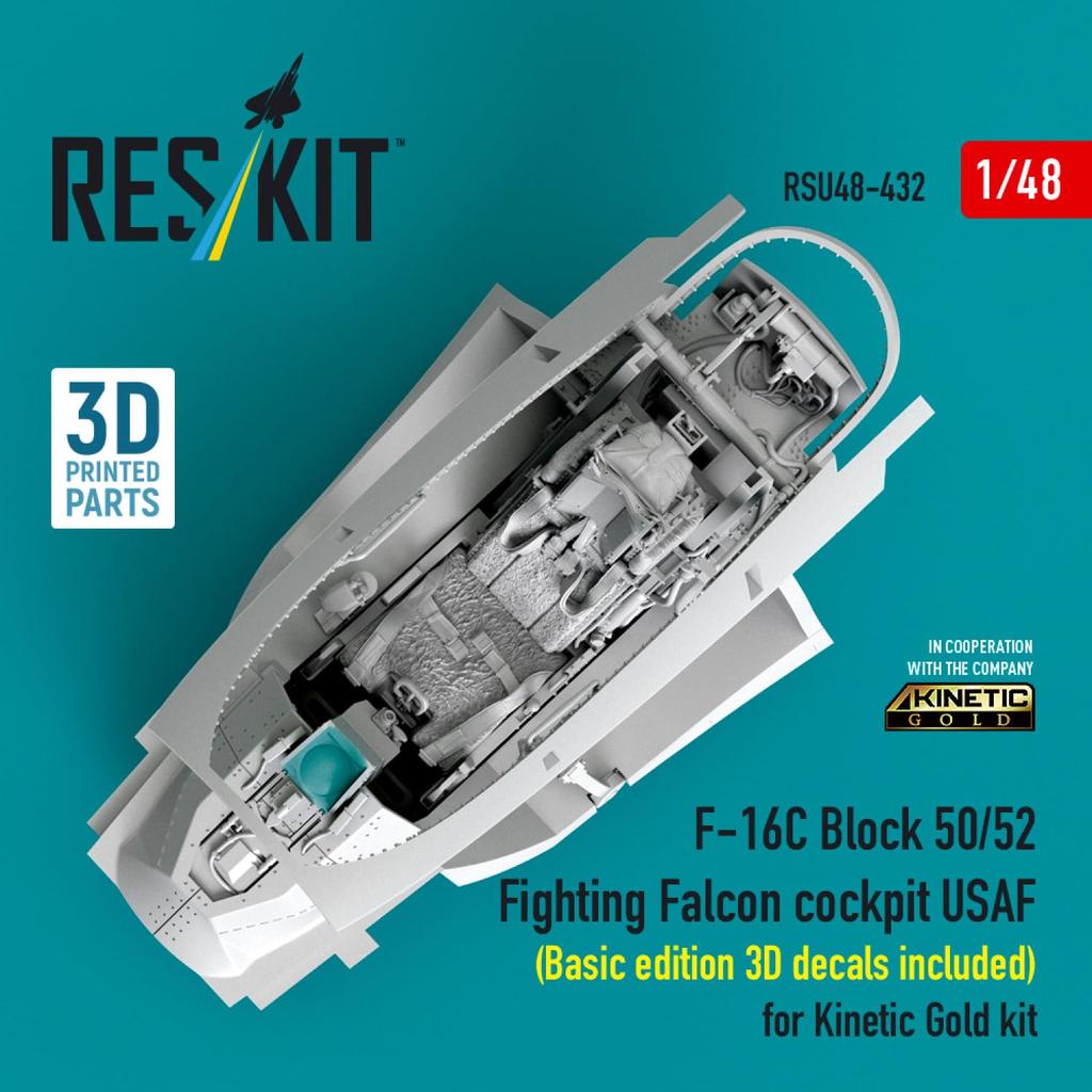 Reskit Block Cockpit Basic Version Plastic Model Parts 1/48 F-16C 50/52 (for Kinetic) RSKU48-0432
