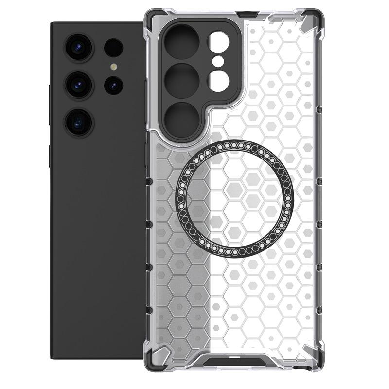 Applicable to Samsung S26Ultra Honeycomb Magnetic Mobile Phone Case Airbag S25Ultra Anti-drop S24Ultra Protective Case