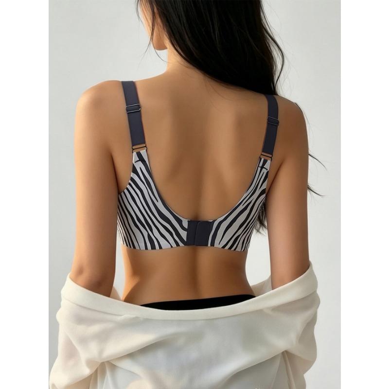 Womens Leopard Print Seamless Push Up No Wire Bra For Plus Size