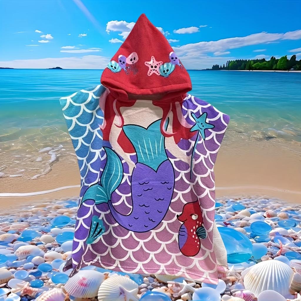 1 Pirate Shark Kids Hooded Bath Towel Single Sided 2D Print Soft Absorbent Microfiber Hooded Towel For Beach Pool Bath Time Gift