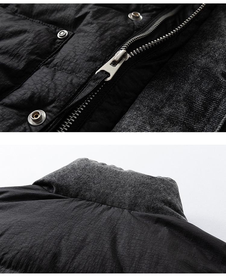 LEE Collaboration Men's Winter Denim Patchwork Down Jacket, 90% Down.