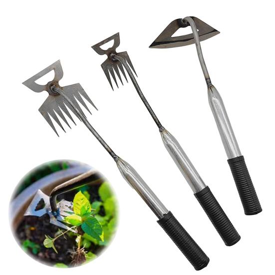 2Pcs Hollow Garden Hoes - All-Steel Weeding Tools With Long Handle For Backyard Farming & Soil Loosening