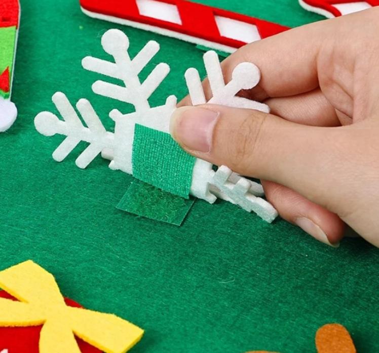 Felt Christmas Tree with 26 Velcro Decorations DIY [Se-Ch1]