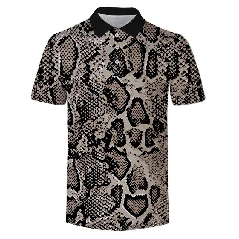 Summer Men's Fashion Short Sleeve Polo Shirt Colorful Pattern Design 3D Printed Outdoor Wear Comfortable Polyester Fiber