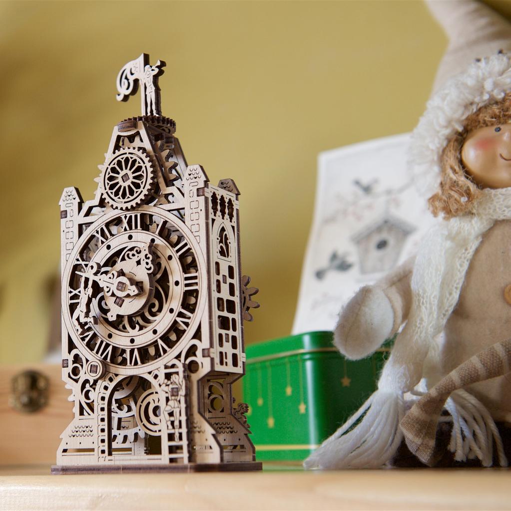 Ugears Old Clock Tower Wooden Puzzle Craft Model No Glue or Tools Required Easy for Adults and Men - -