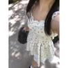 Women's Summer New White Floral Suspender Dress Wind Waist Thin Princess Tutu