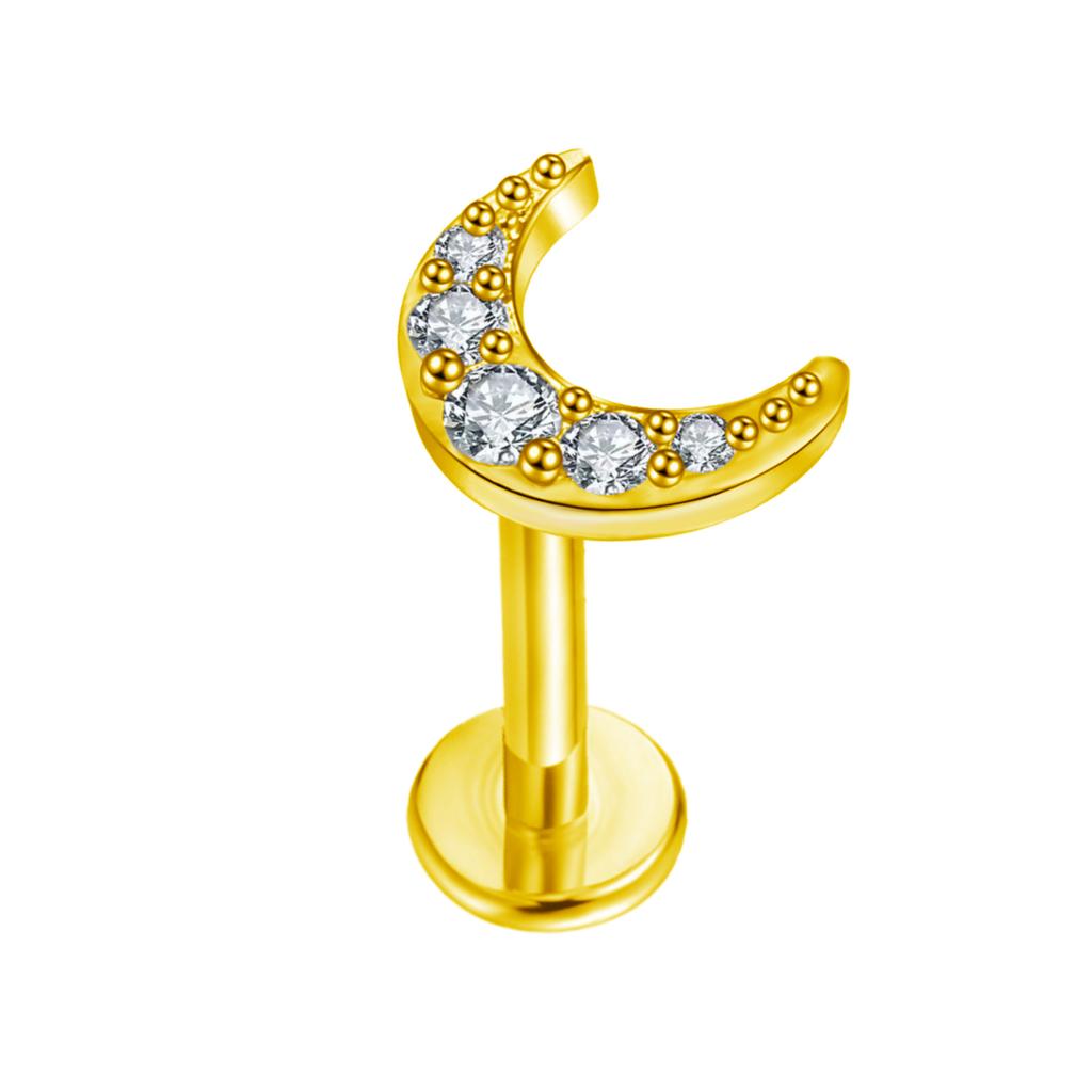 G23 Titanium Threadless Piercing16G/18G/20G  Heart Shape Flower Push Pin Labret Lip Ring Stud Piercing Earring Zircon