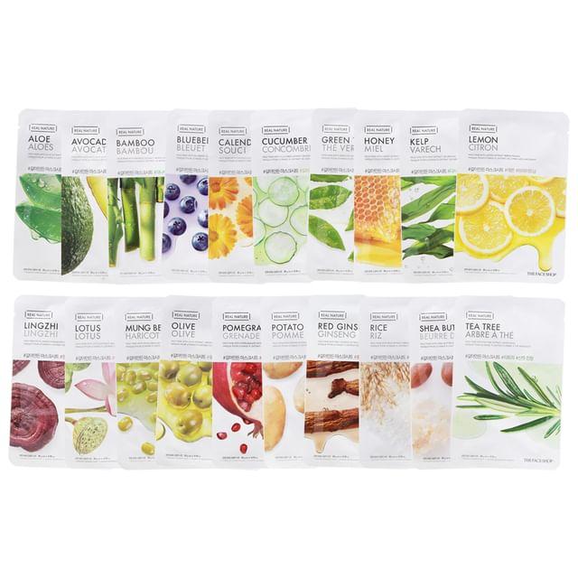 THE FACE SHOP - Real Nature Face Mask 1pc (20 Types) 20g Bamboo