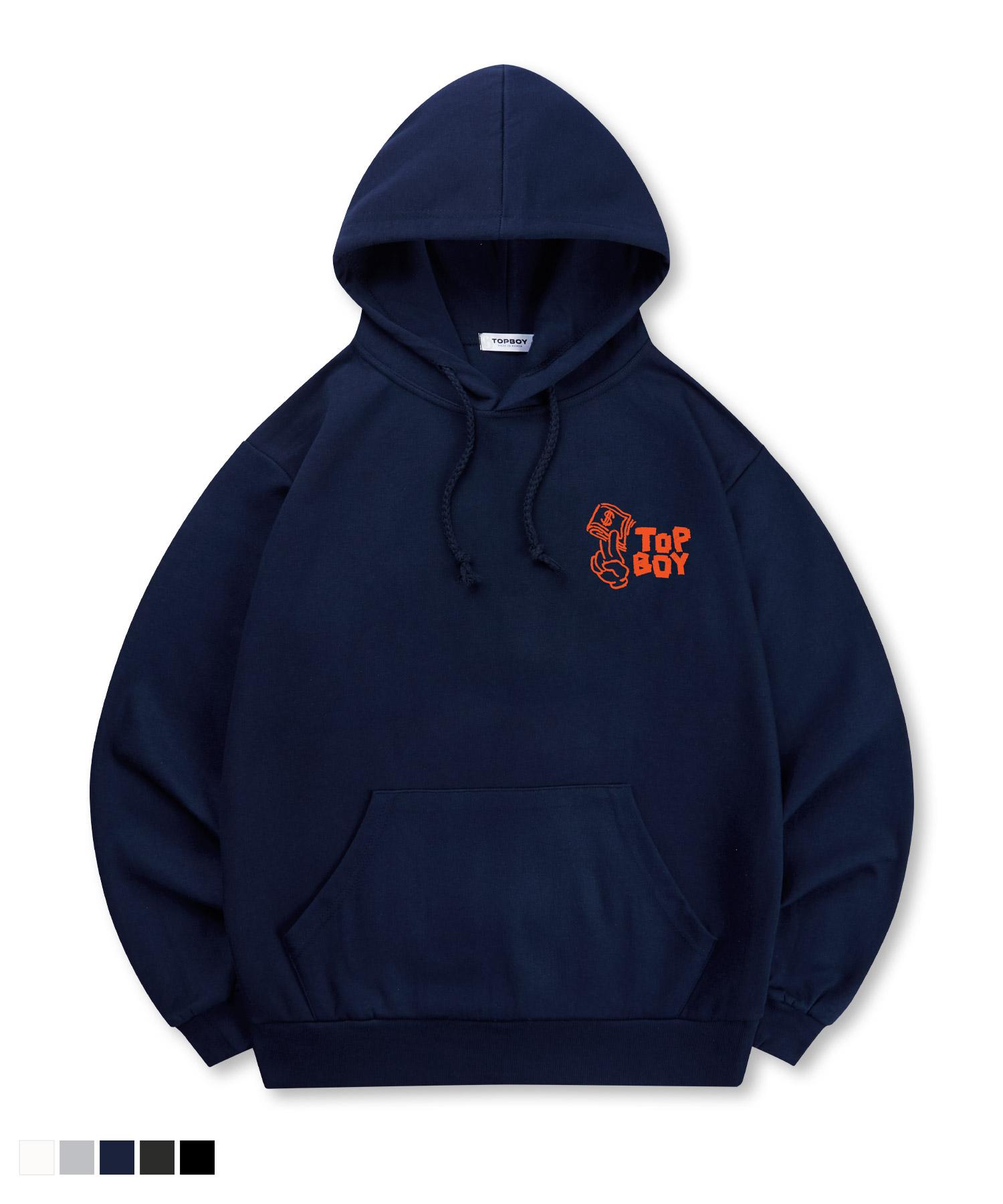 Top Boy [Non-Fleece Or Fleece-Lined] Dirty Cash Print Hooded Sweatshirt (Type C) (Fleece-Lined) Black Pth1009/S