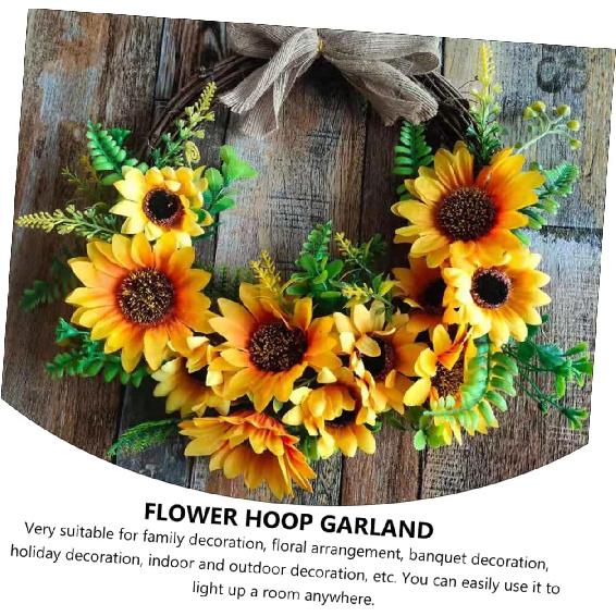 NOLITOY 1pc Sunflower Door Trim Decoraciones para Salas De Casa Flower Hoop Garland Hanging Hoop Wreath Large Sunflower Wreath Summer Front Door