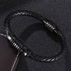 Fashion Jewelry of Men Genuine Leather Bracelet Black Creative Design Stainless Steel Buckle Man Charm Bangle