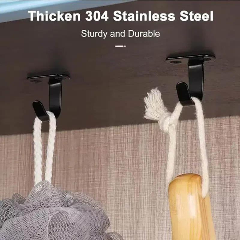 5/10Pcs Stainless Steel Screw Mounted Ceiling Hooks  UnderShelf Towel  Heavy Duty Hanger for Bathroom Cabinet Garage