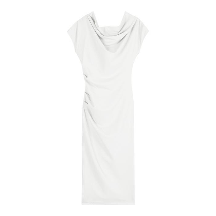 2026 New Spring Korean Wear Slanted Shoulder Swing Collar Dress, Children's Spring and Summer Temperament Slim-fitting Hip-wrapped Dress
