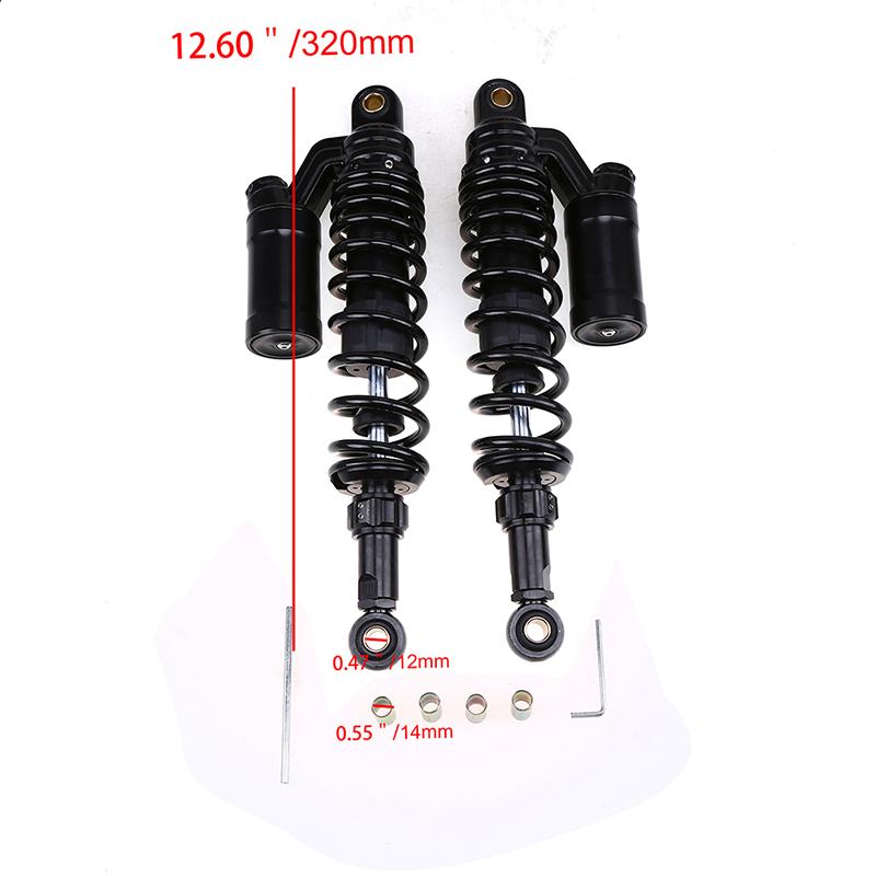 1pair Universal Motorcycle Shock Absorber 320mm Round Hole Rear Suspension Shock Absorber Spring Adjustable Shock Absorbers