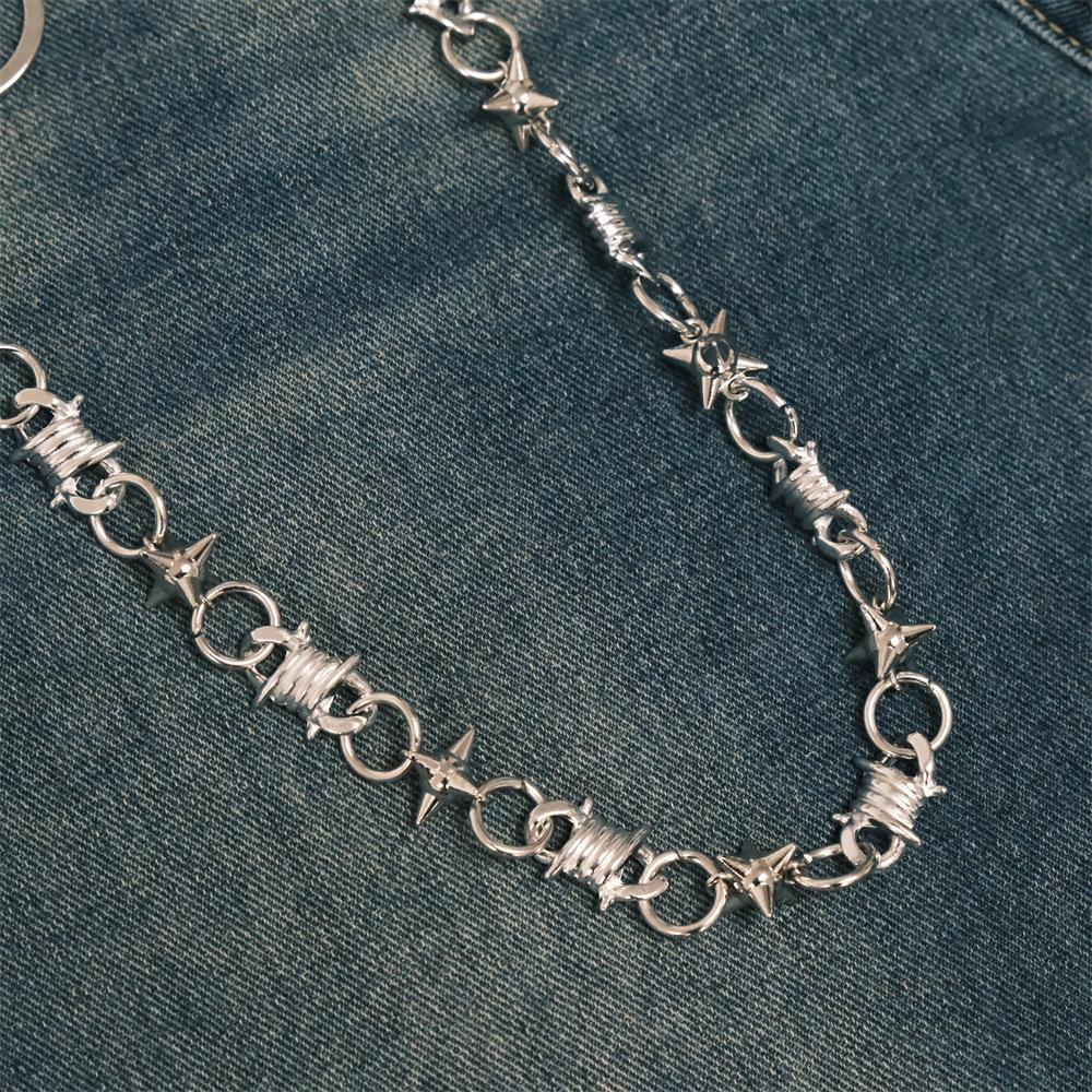 Accessories Hip Hop Single Layer Spike Metal Trouser Chain Accessories Men's and Women's Trendy Cool Waist Chain