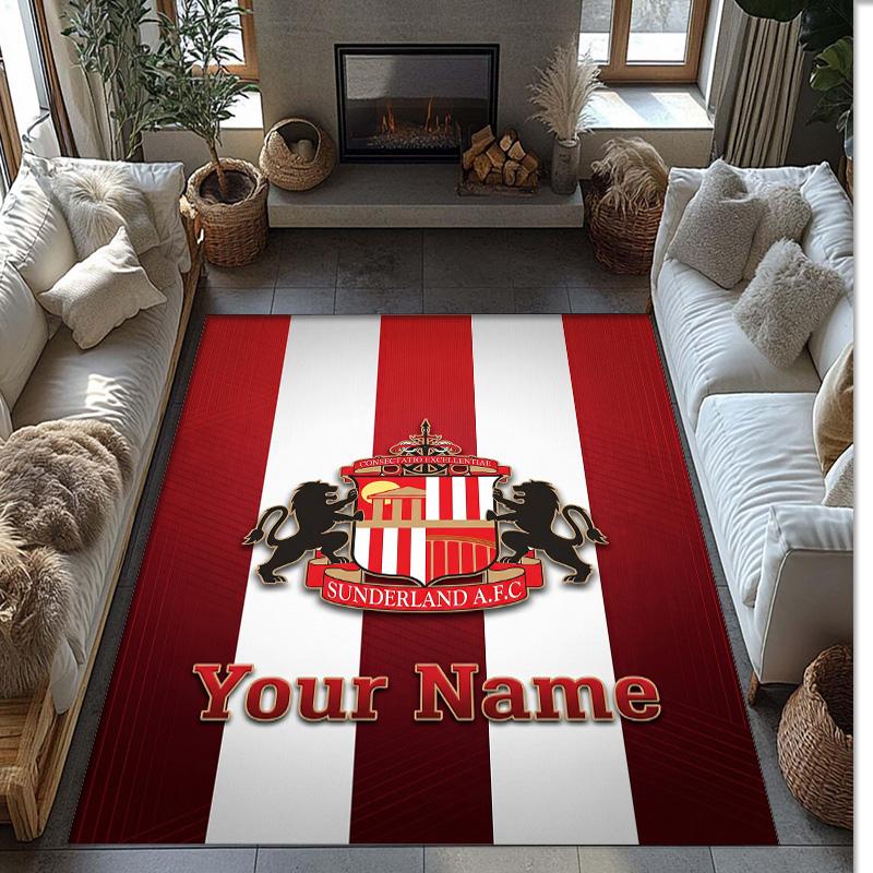 Sunderland FC Printed Crystal Velvet Rug Non‑Slip Crystal Velvet Carpet For Sofa Bedroom Indoor Home Decoration