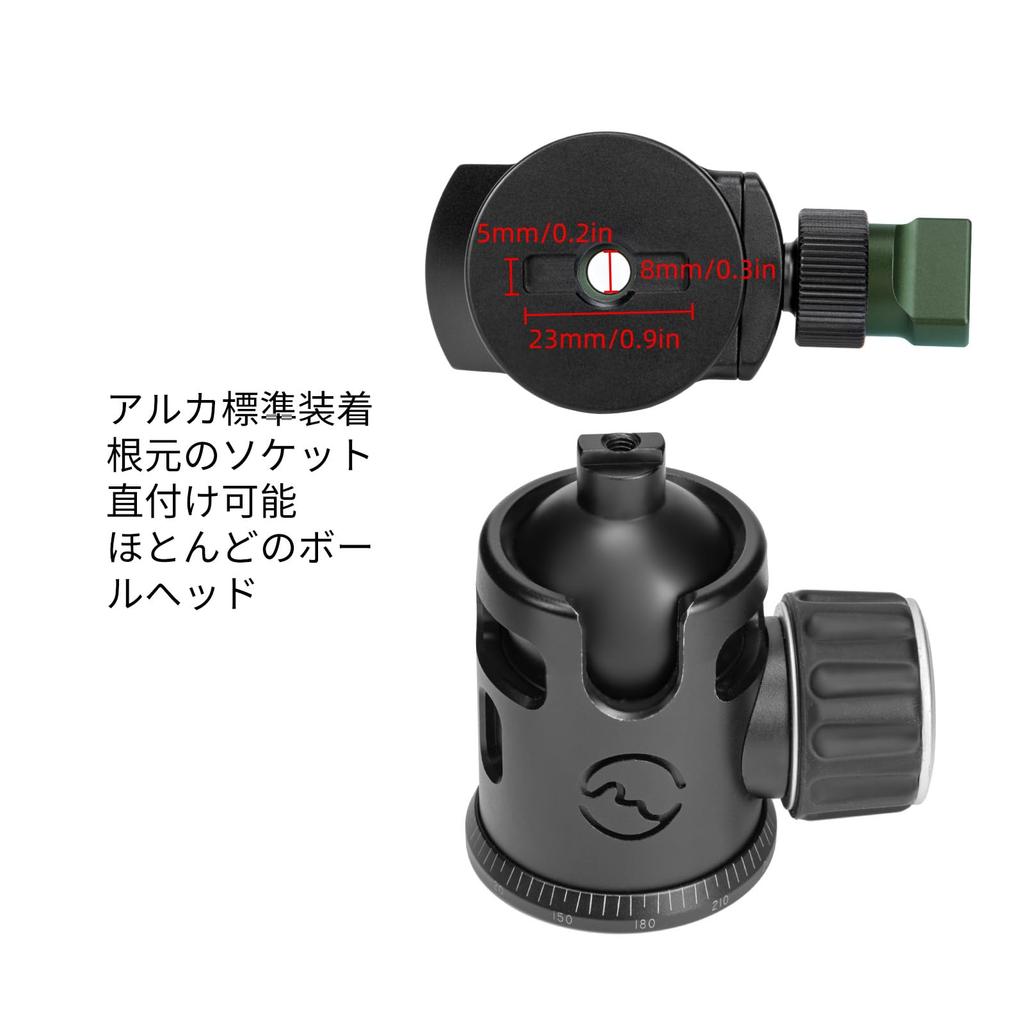 SWFOTO Mini Tête Panoramique 40mm Panoramique 38mm Plaque QD PC-40T Ensemble 360°, Pince, PC-40 + Arca-Swiss SP-38QB