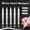10Pcs/set Straight liquid White Marker Paint Pens Brush Acrylic White Permanent Marker for Drawing Rock Painting Stone Ceramic