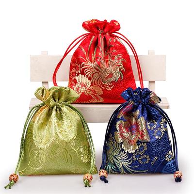 Chrysanthemen-Brocade Kleine Stofftasche für Gebetsperlen oder Schmuck, 11x14 cm