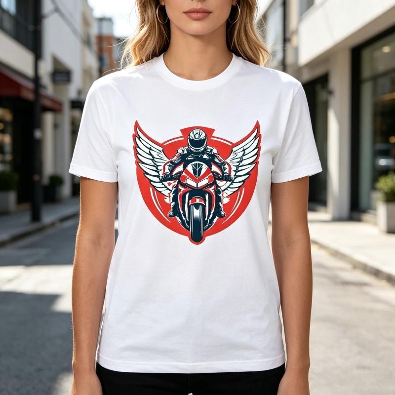 Summer Casual with Skull Rider Print Unisex Short Sleeve Oneck Tee Tops New Fashion Skull Motorcycle Print Tshirt Unisex Unisex