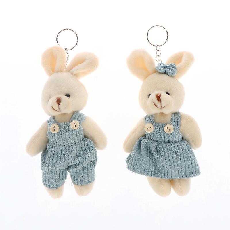 Cute Cartoon Wear Clothes Bear Rabbit Plush Toy Stuffed Doll Pendant Keychain Backpack Hanging Decoration Couple Gifts